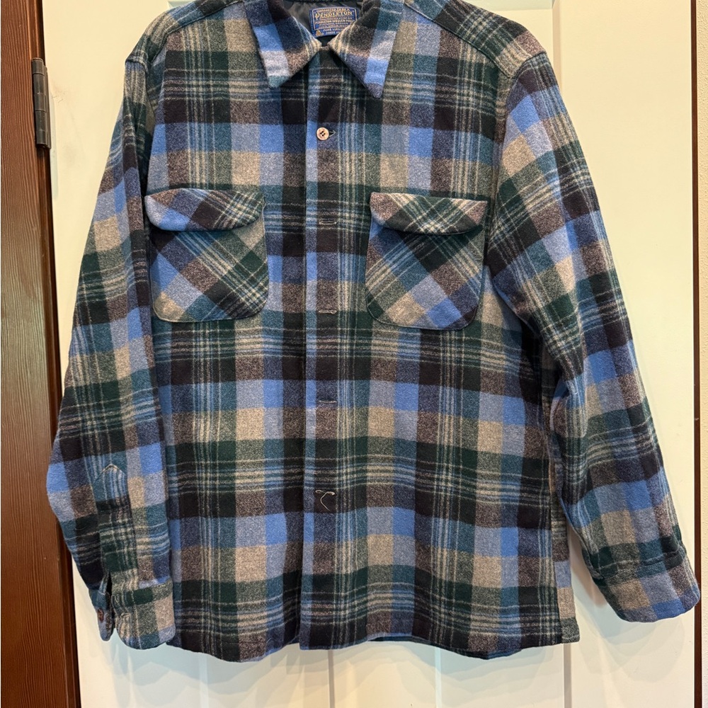 Pendleton Blue and Green Plaid Shirt Jacket
